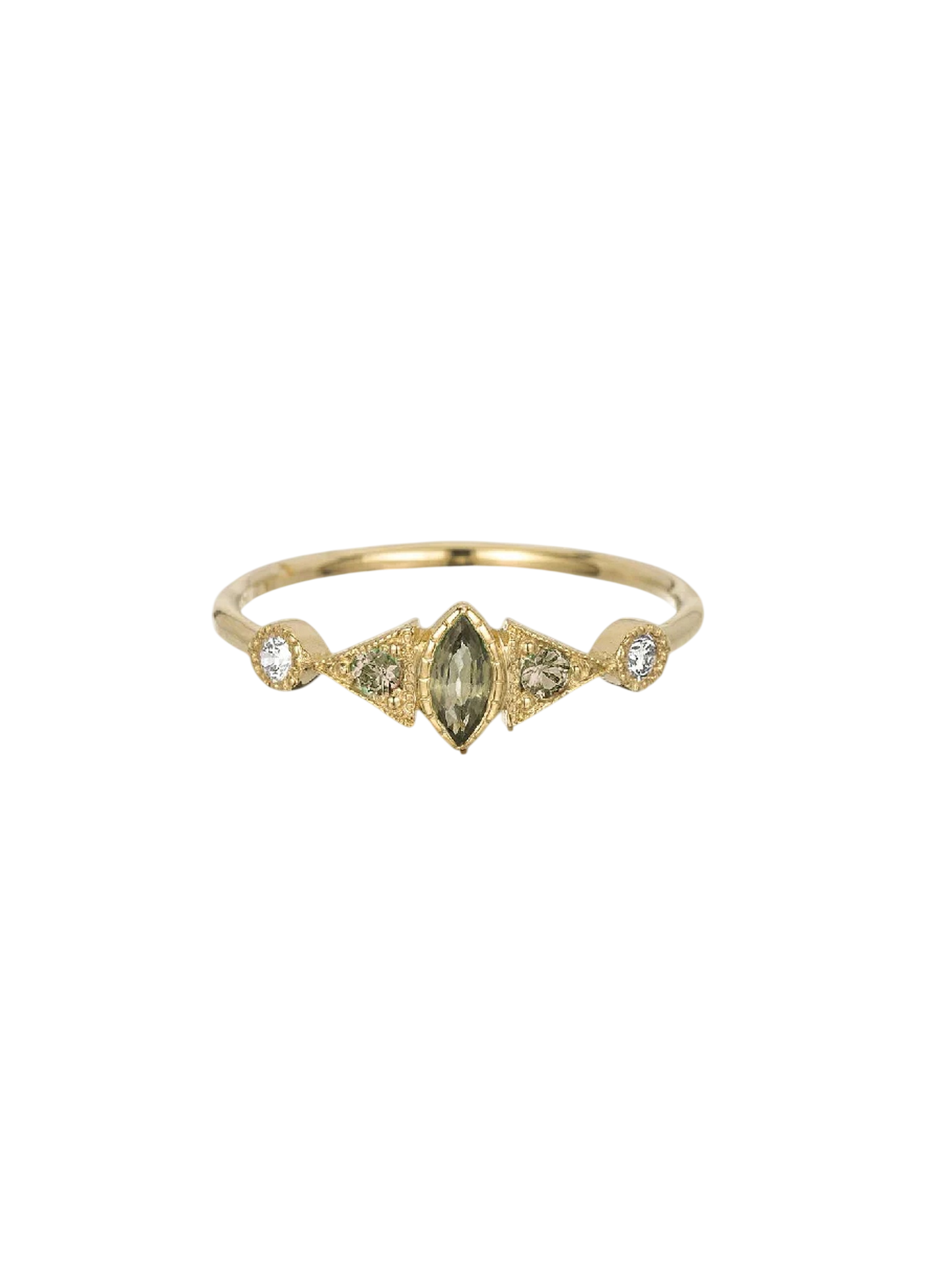 Duo Deco Ring With Green Sapphire Marquise